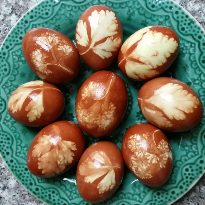 Easter Eggs Dyed with Brown Onion Skins